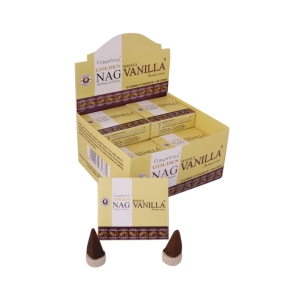 Kadzidełka VIJAYSHREE Golden Nag Vanilla (wanilia) stożkowe - 10 szt.