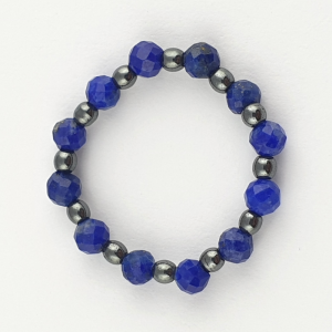 Pierścionek elastyczny na czakram 5 (Lapis lazuli i Hematyt)