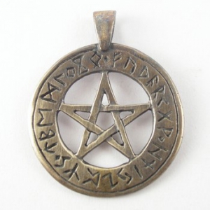 Pentagram z runami - brąz